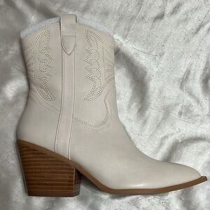 Brand new white corky boots